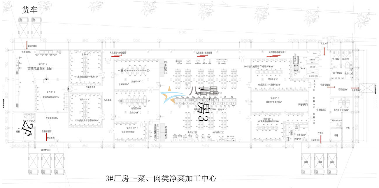 八吉星凈菜加工廚房工程平面設計圖