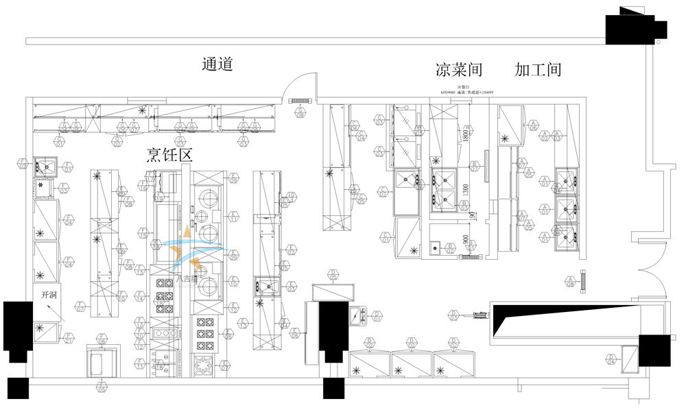 深圳帝先生高級會(huì )所廚房工程設計圖